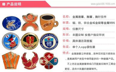 厂家定制金属金银铜徽章 外贸徽章 狮子会徽章 公司标志胸牌胸针