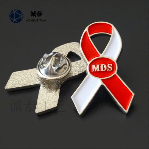 【深圳定制艾滋病胸徽,防护艾滋病纪念订做,红色织带艾滋病胸徽】-