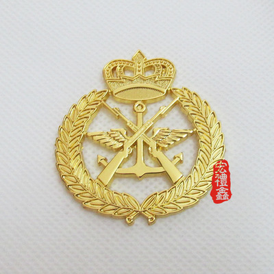 【高档金属帽徽制作厂家 外贸徽章来图来样制作 镂空胸章定做】价格,厂家,图片,金属工艺品,广州市宏礼鑫工艺品-